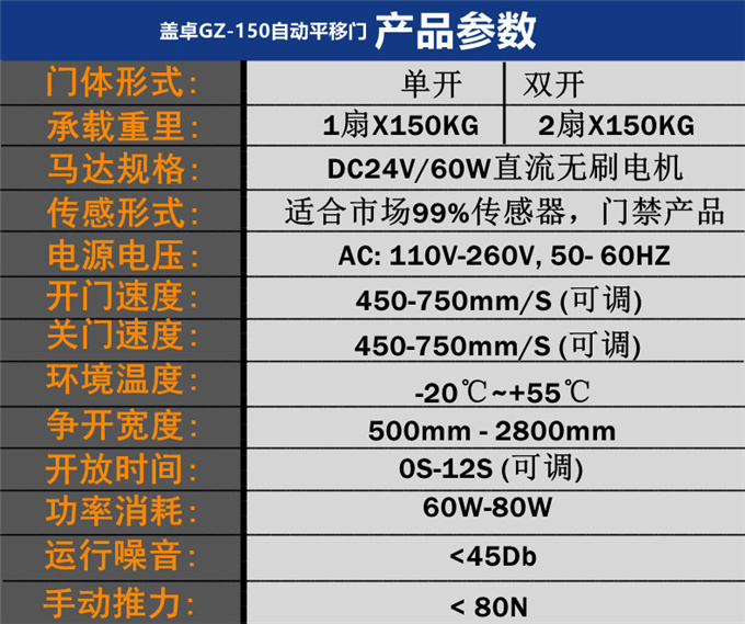 蓋卓GZ-150感應門自動門機組自動平移門電動玻璃門gaizhuo